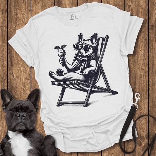 Frenchie Chilling With An Ice - Cream - Frenchie Tee - PawfectPlace