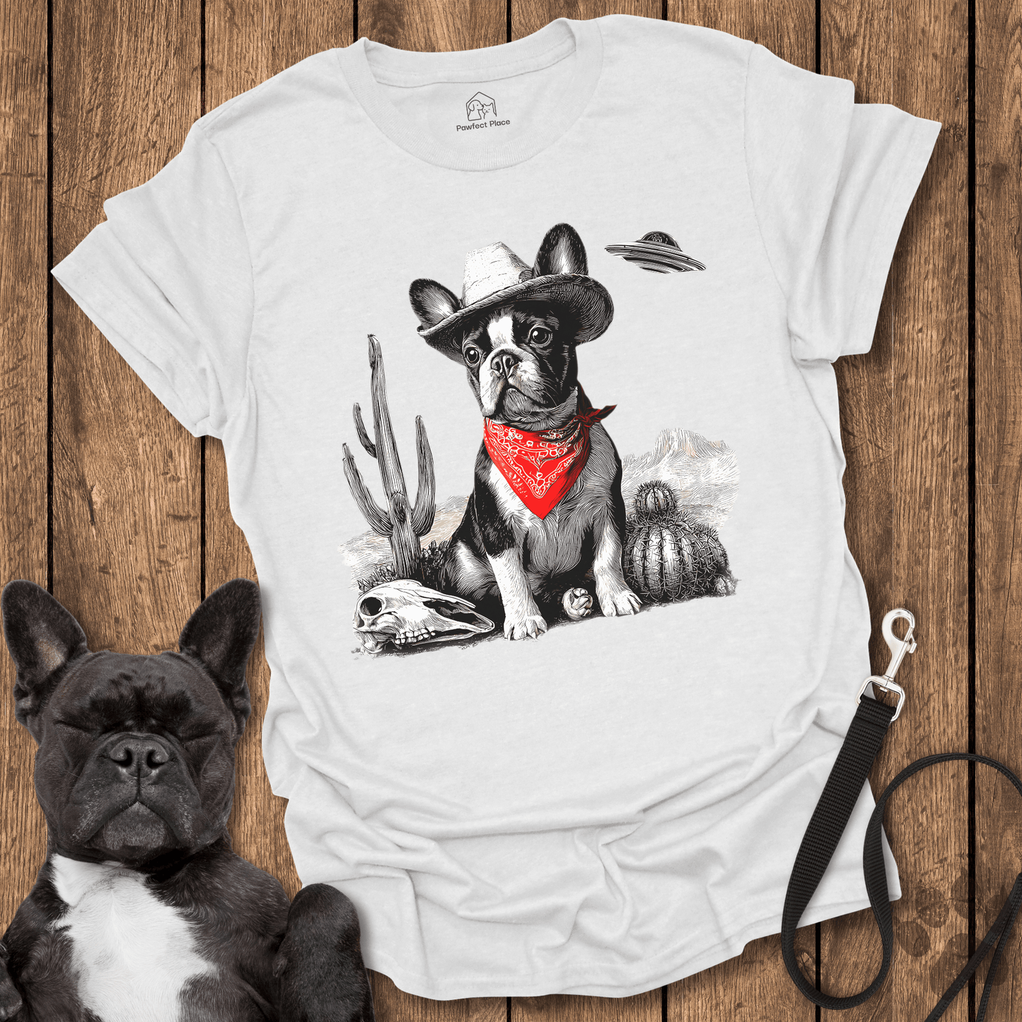 Frenchie T-Shirt, Frenchie Cowdog, UFO Inbound - Dog Shirt