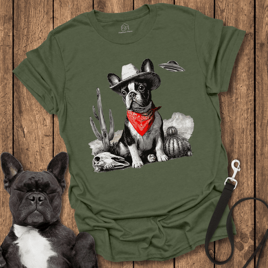Frenchie T-Shirt, Frenchie Cowdog, UFO Inbound - Dog Shirt