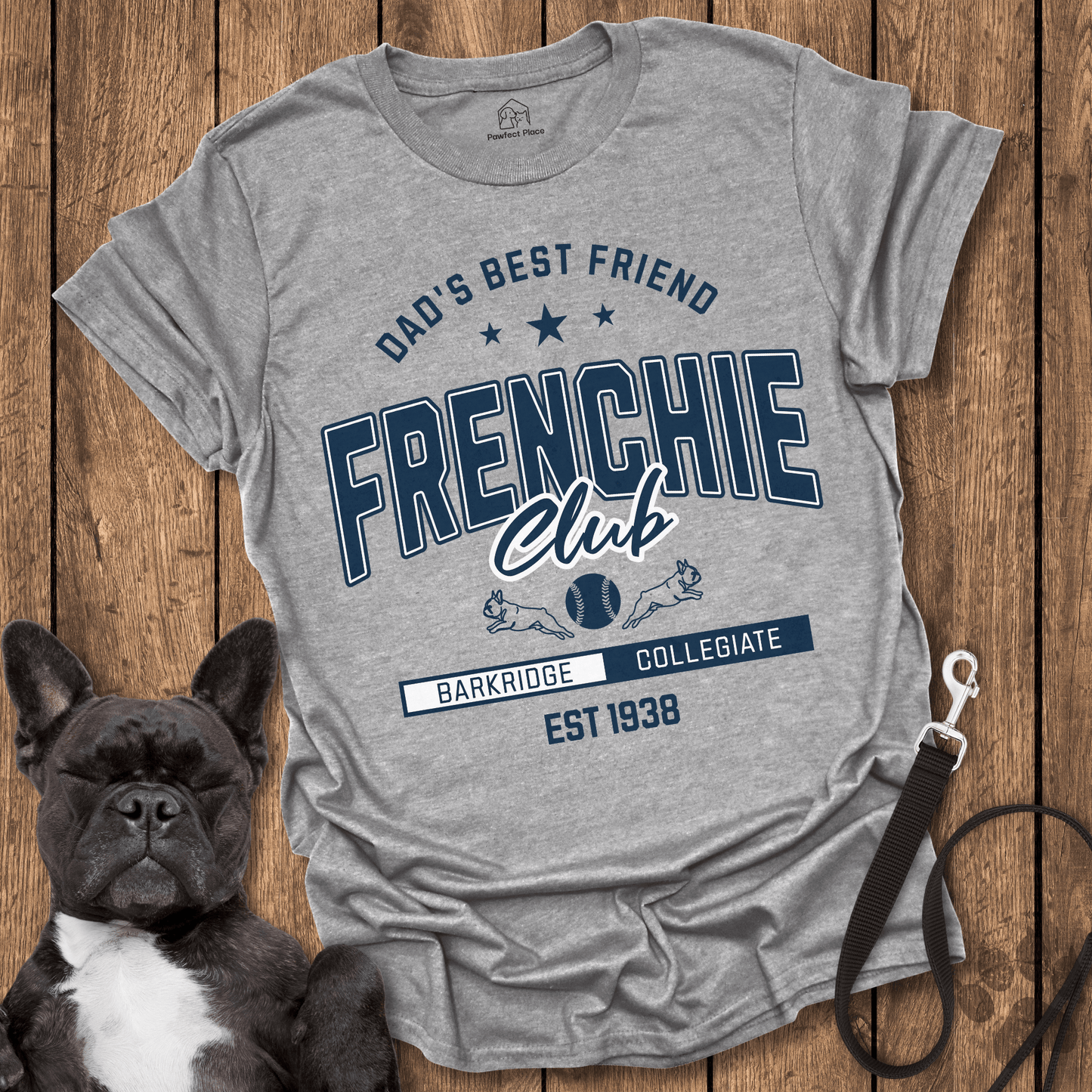 Frenchie, Dad's Best Friend Varsity Tee - Frenchie Tee - PawfectPlace