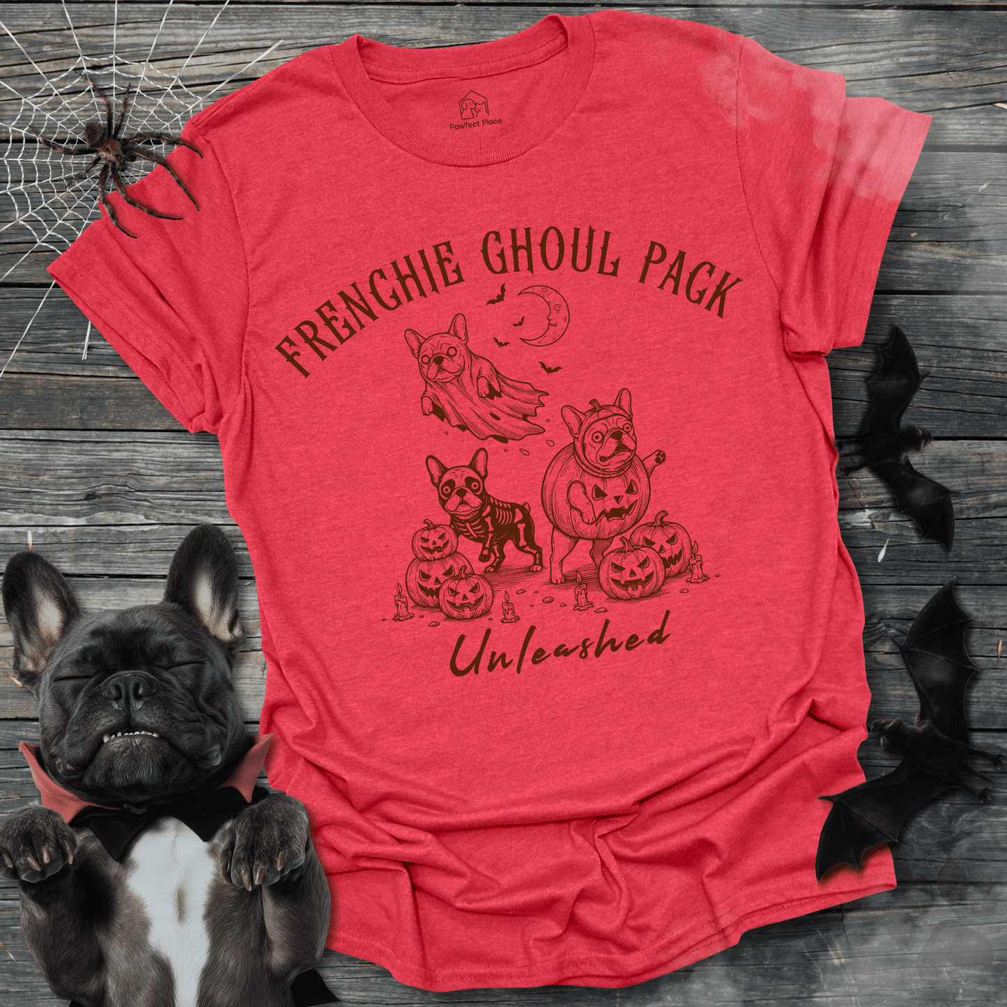 Frenchie Ghoul Pack Unleased, Vintage - Halloween Frenchie Tee - PawfectPlace