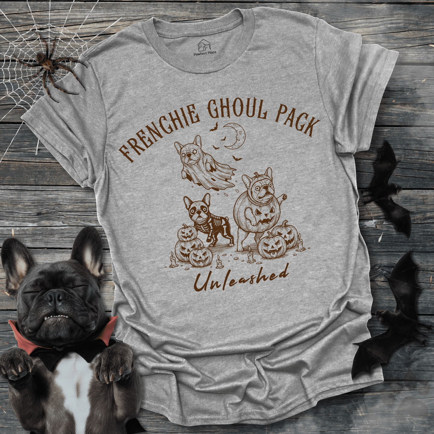 Frenchie Ghoul Pack Unleased, Vintage - Halloween Frenchie Tee - PawfectPlace
