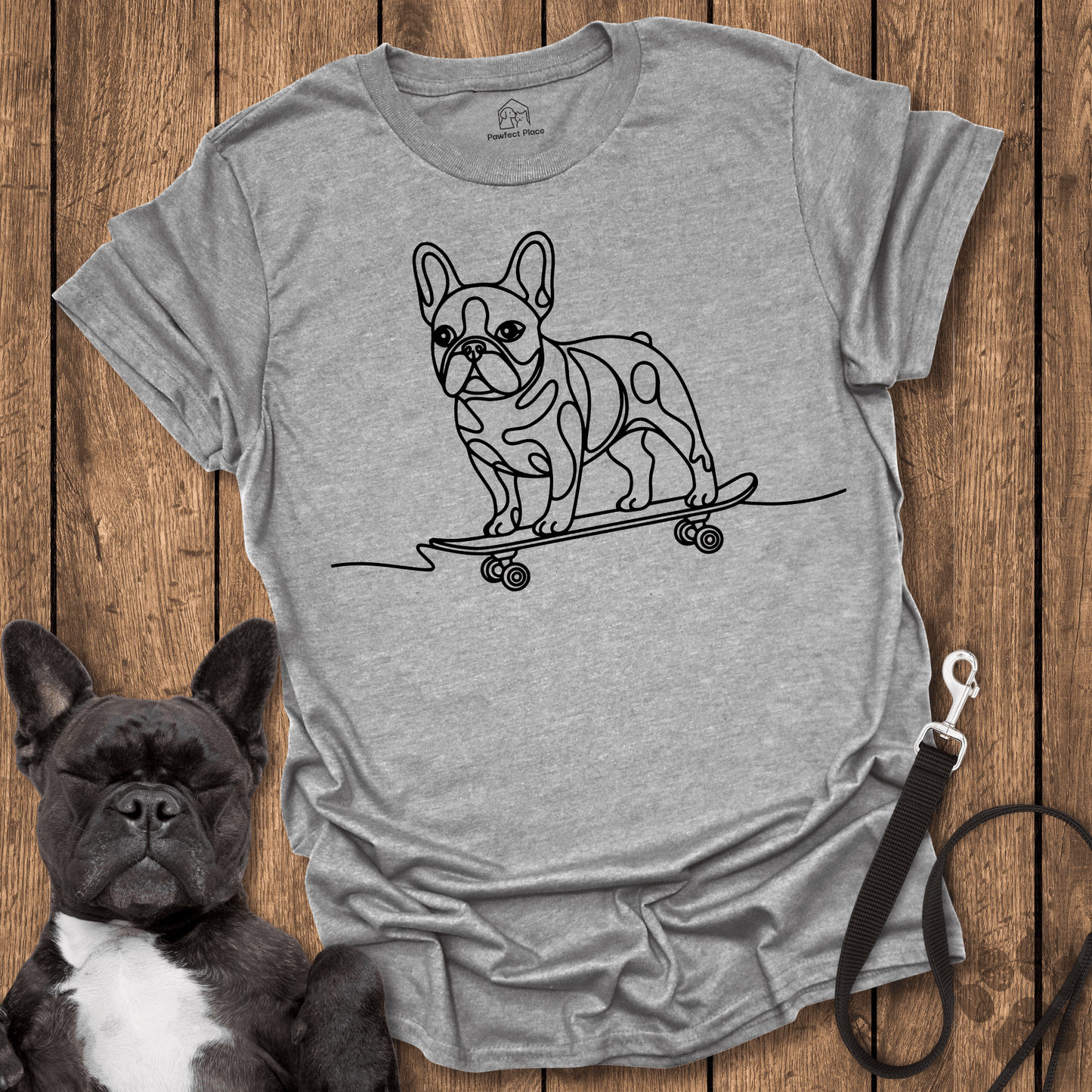 Frenchie T-Shirt, Frenchie Kick Push - Dog Shirt