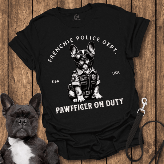 Frenchie T-Shirt, Frenchie On Duty, Police Pawfficer - Dog Shirt