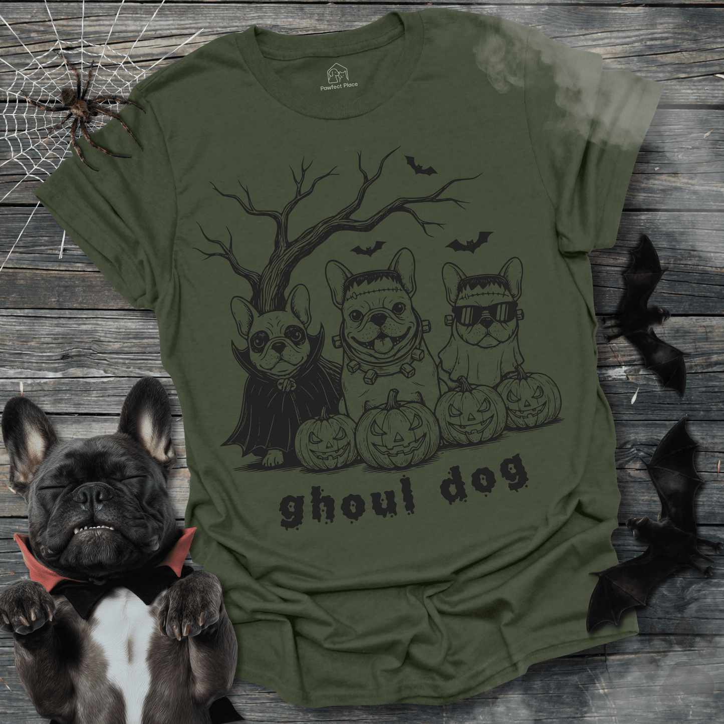 Ghoul Dog, Vintage - Halloween Frenchie Tee - PawfectPlace