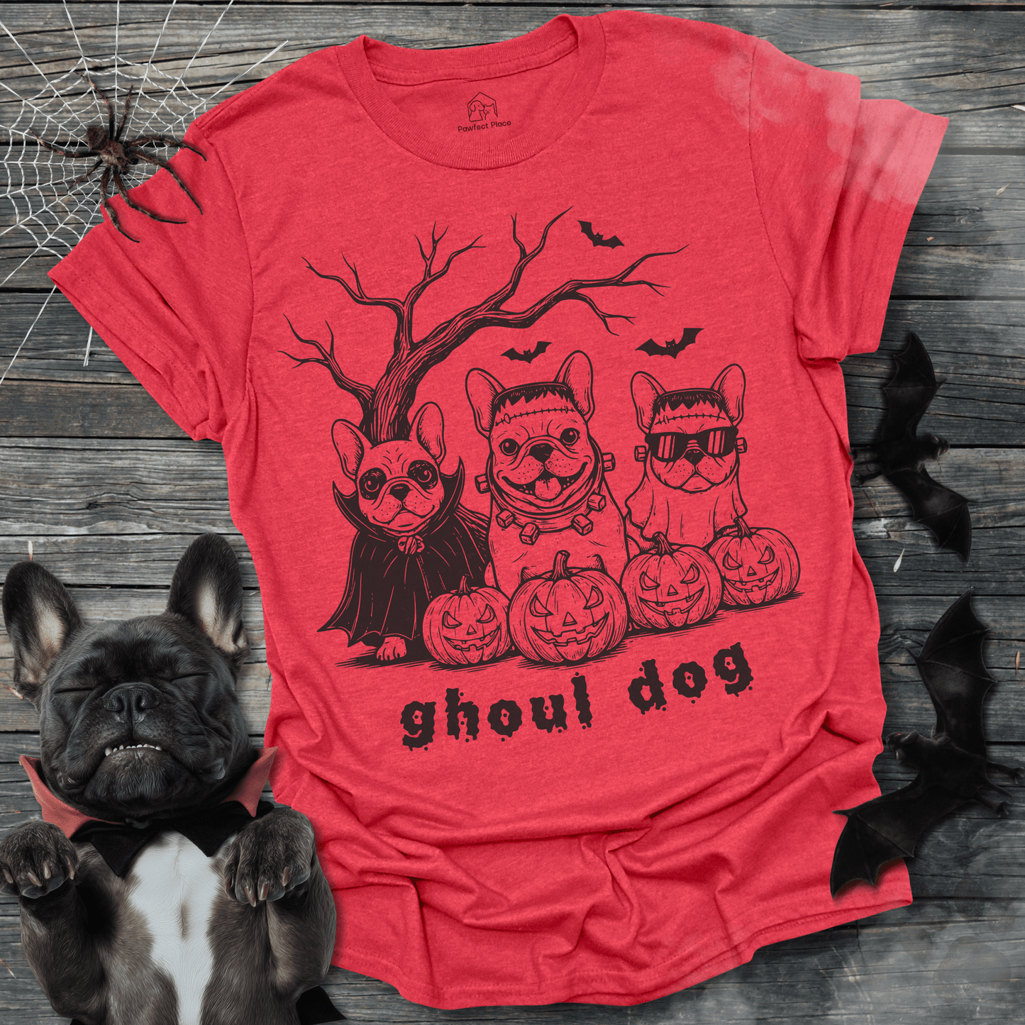 Ghoul Dog, Vintage - Halloween Frenchie Tee - PawfectPlace