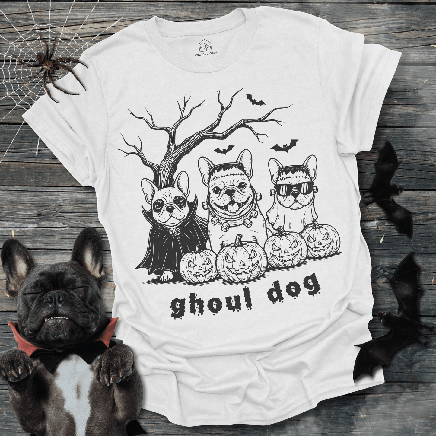 Ghoul Dog, Vintage - Halloween Frenchie Tee - PawfectPlace