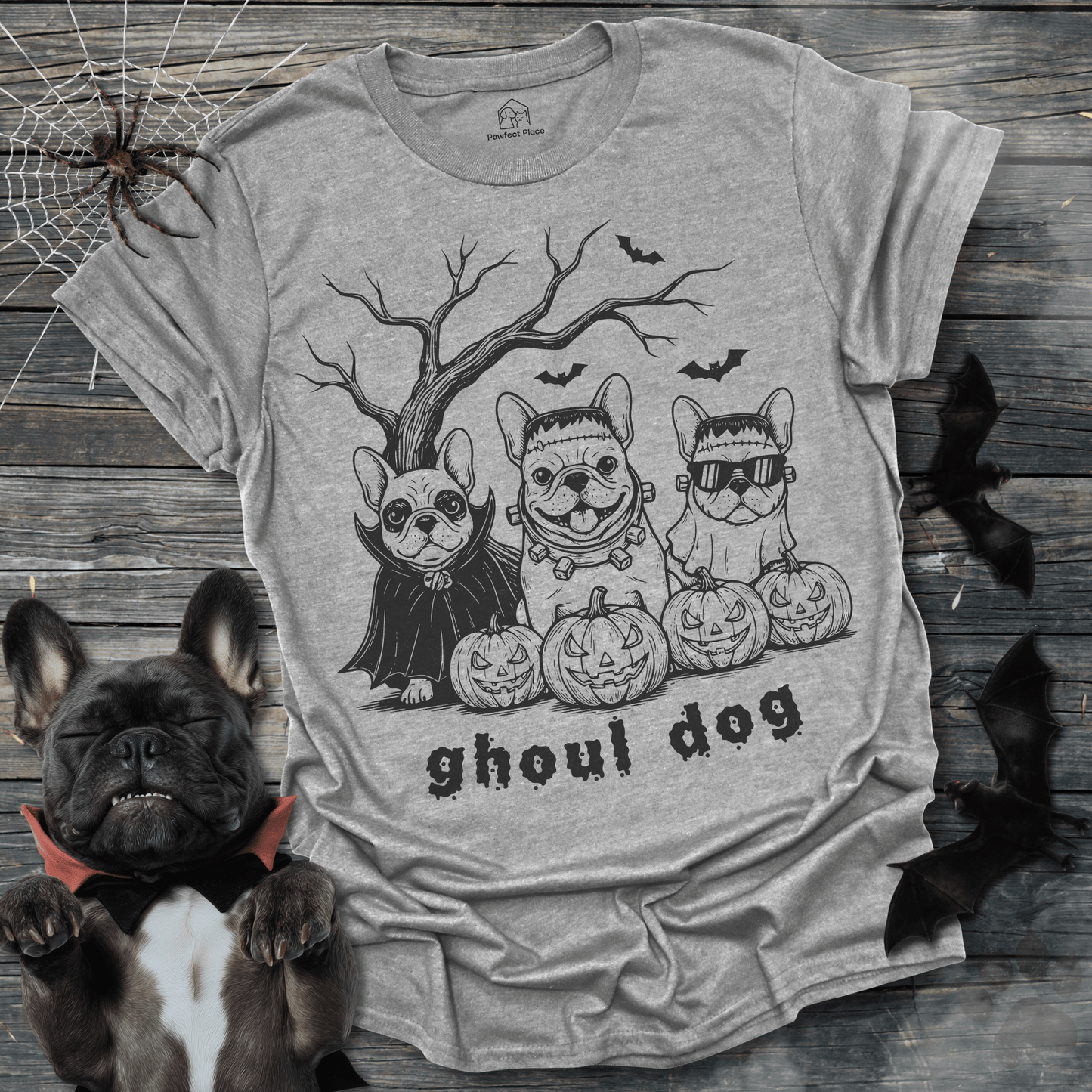 Ghoul Dog, Vintage - Halloween Frenchie Tee - PawfectPlace