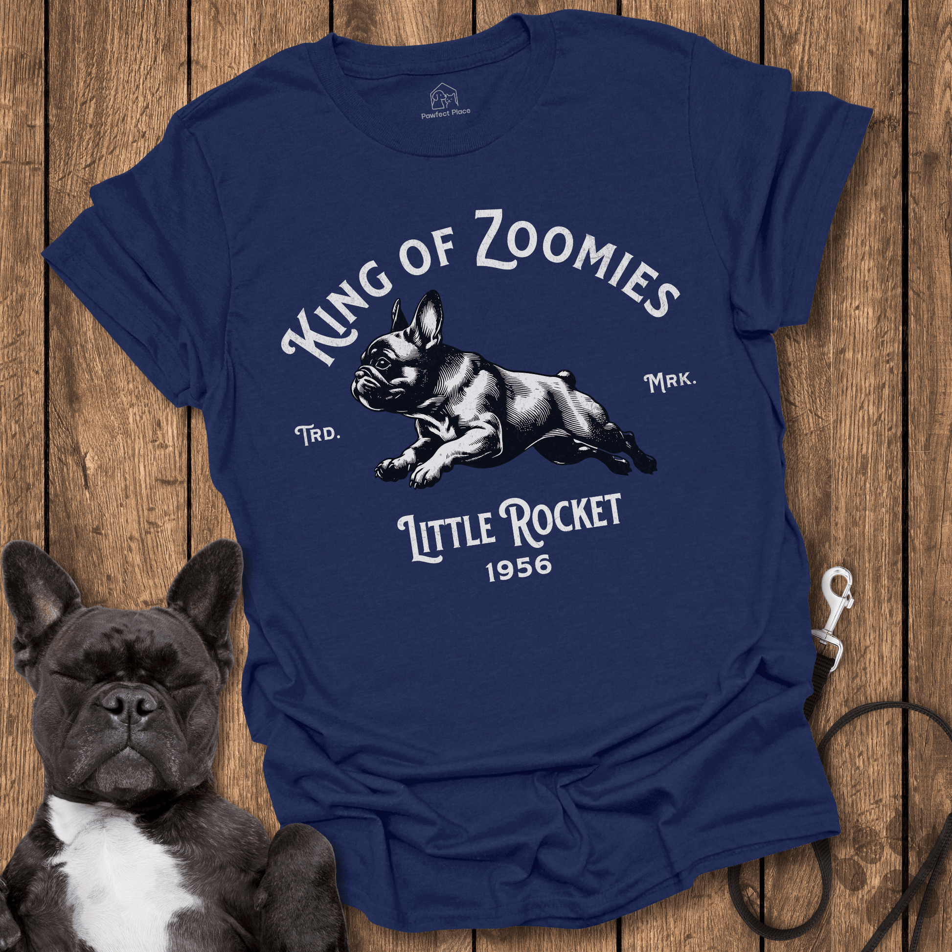 King Of Zoomies, Little Rocket - Frenchie Tee - PawfectPlace