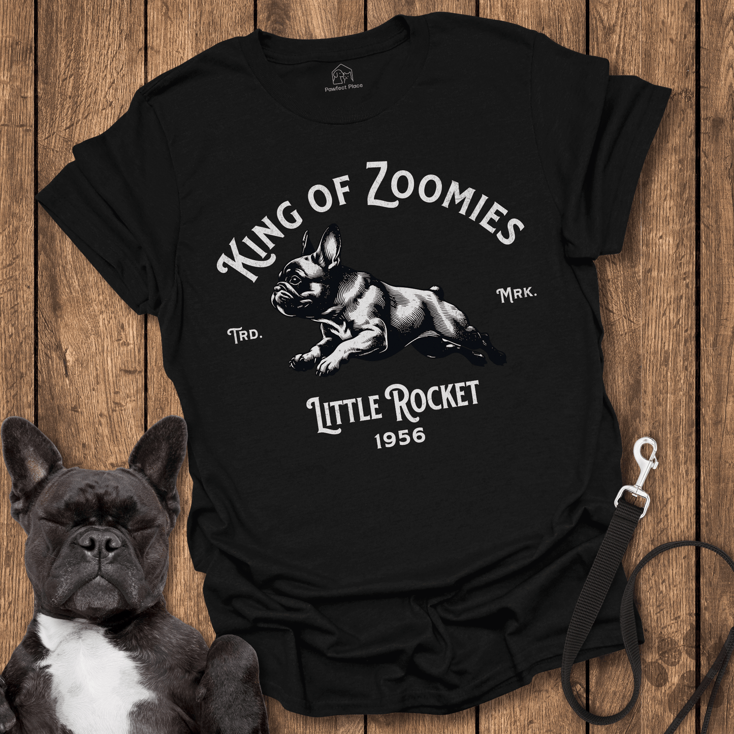 King Of Zoomies, Little Rocket - Frenchie Tee - PawfectPlace