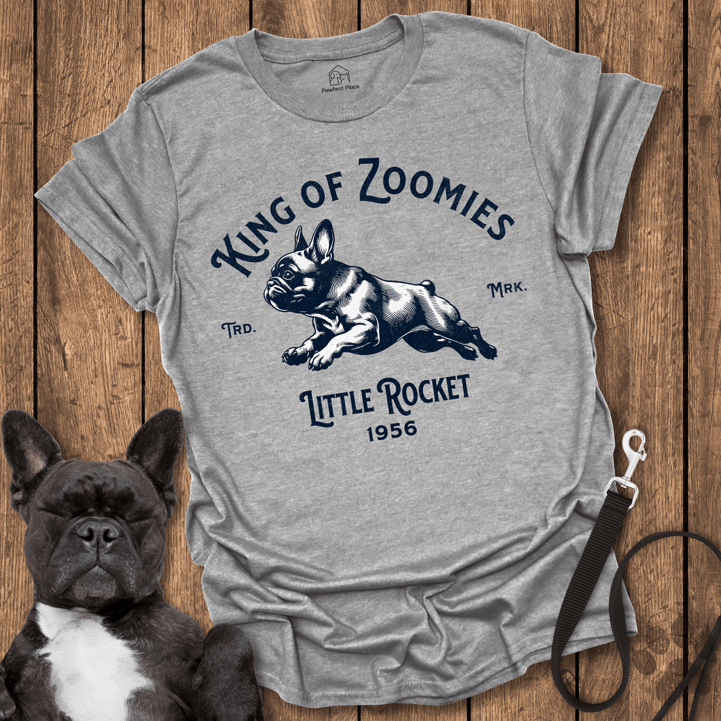 King Of Zoomies, Little Rocket - Frenchie Tee - PawfectPlace