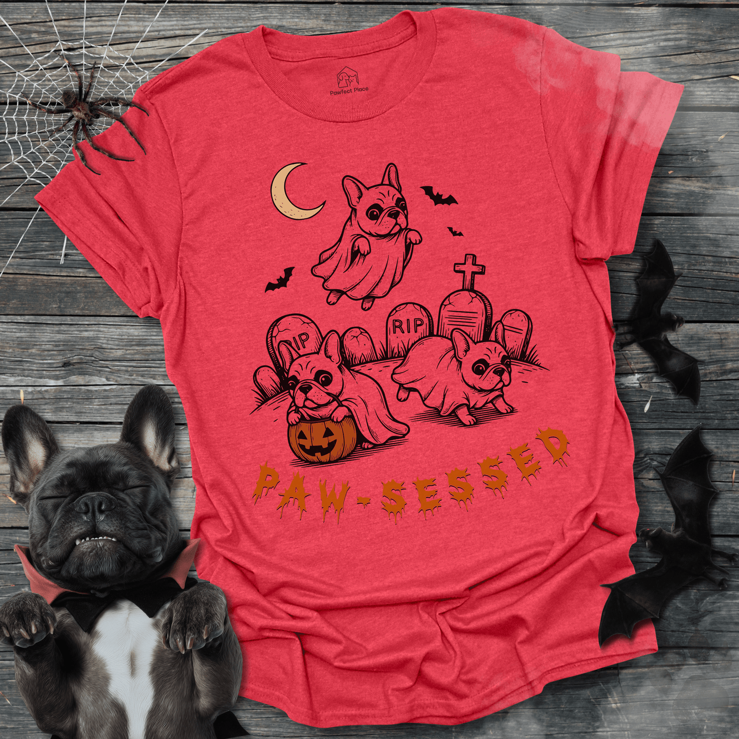 Pawsessd, Vintage - Halloween Frenchie Tee - PawfectPlace