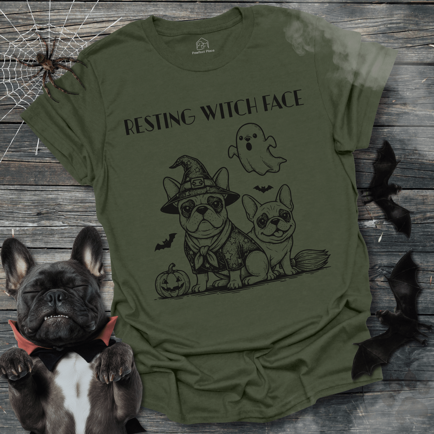 Resting Witch Face, Vintage - Halloween Frenchie Tee - PawfectPlace