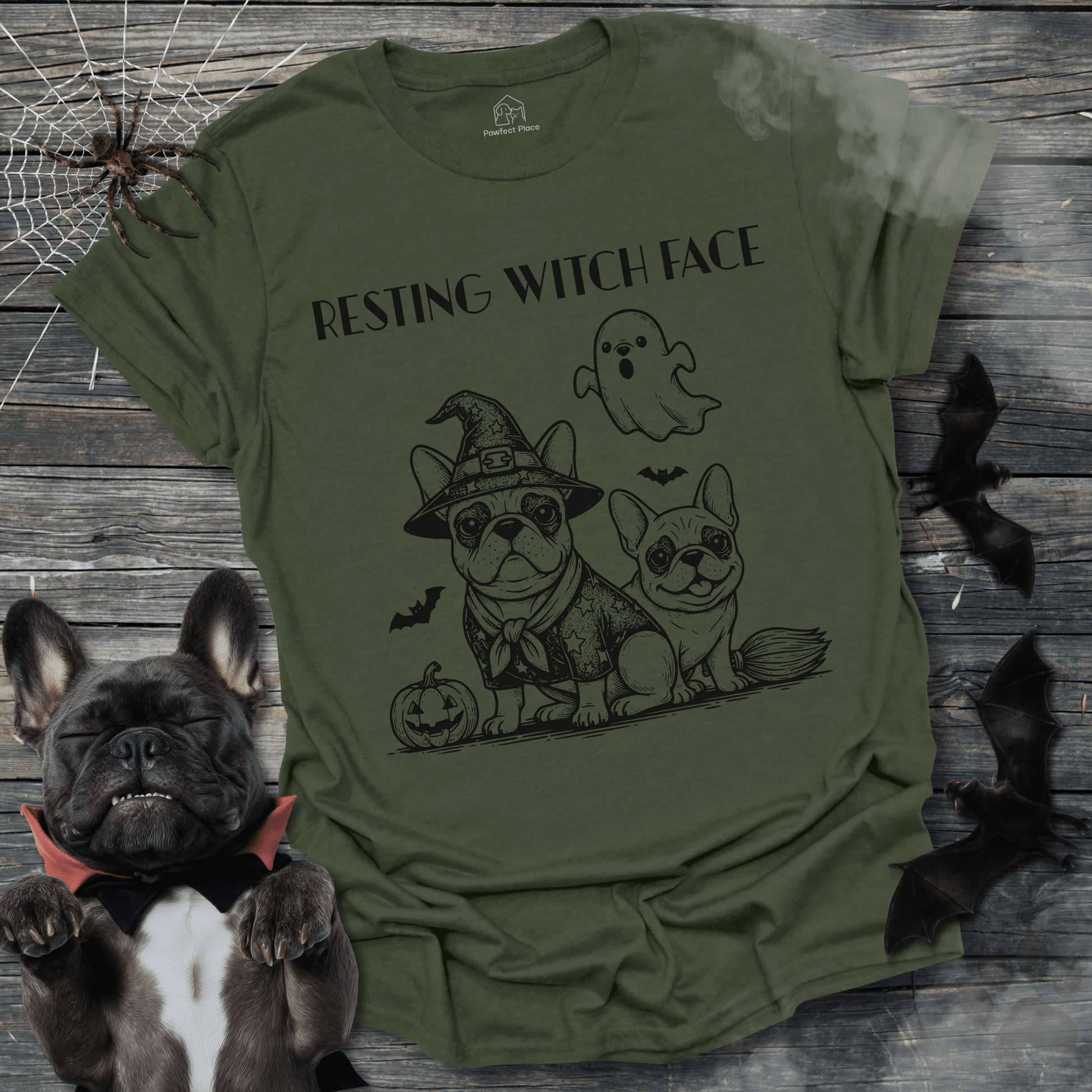 Resting Witch Face, Vintage - Halloween Frenchie Tee - PawfectPlace