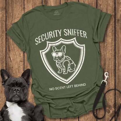 Frenchie T-Shirt, Security Sniffer, No Scent Left Behind - Dog Shirt