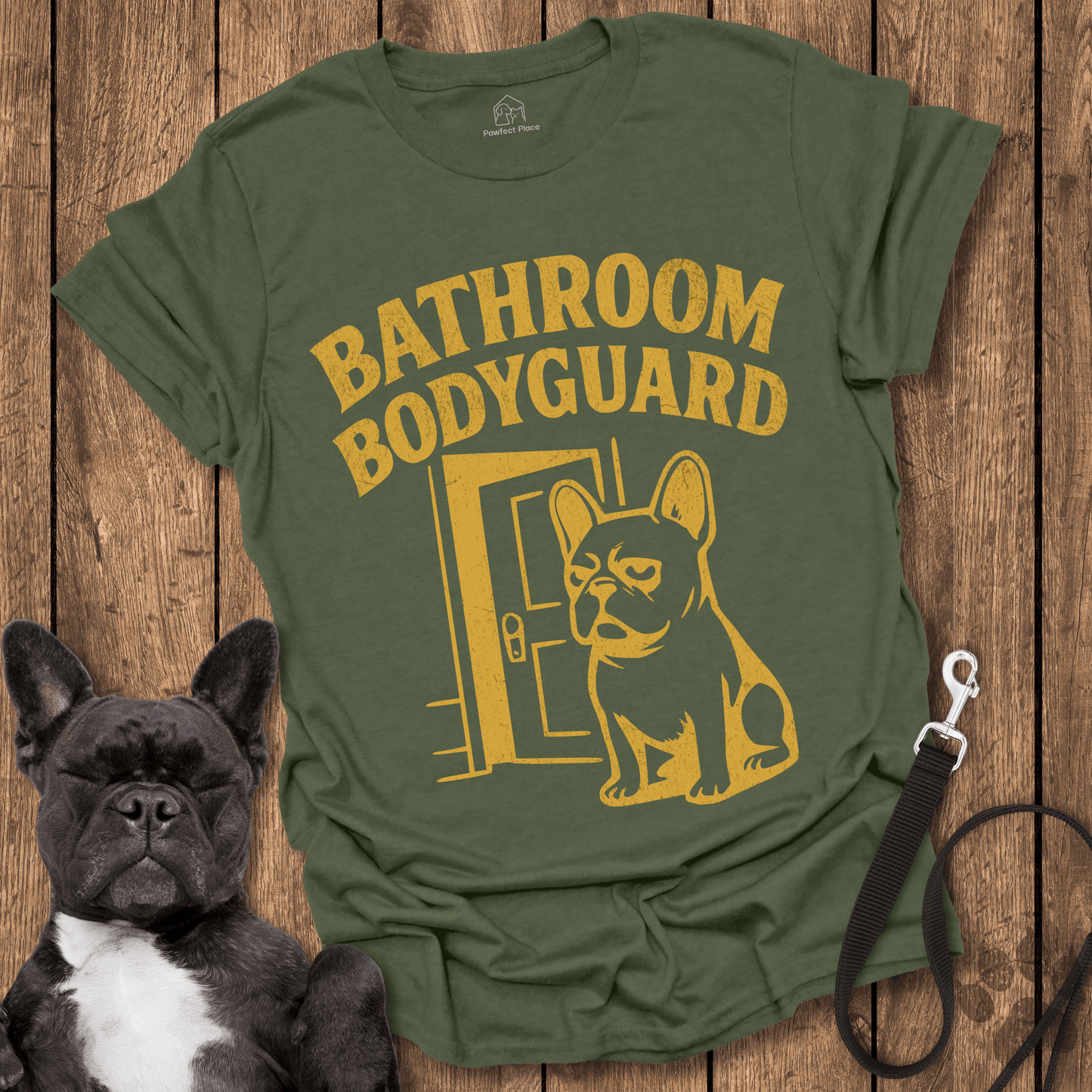 Frenchie T-Shirt, The Frenchie Bathroom Bodyguard- Dog Shirt