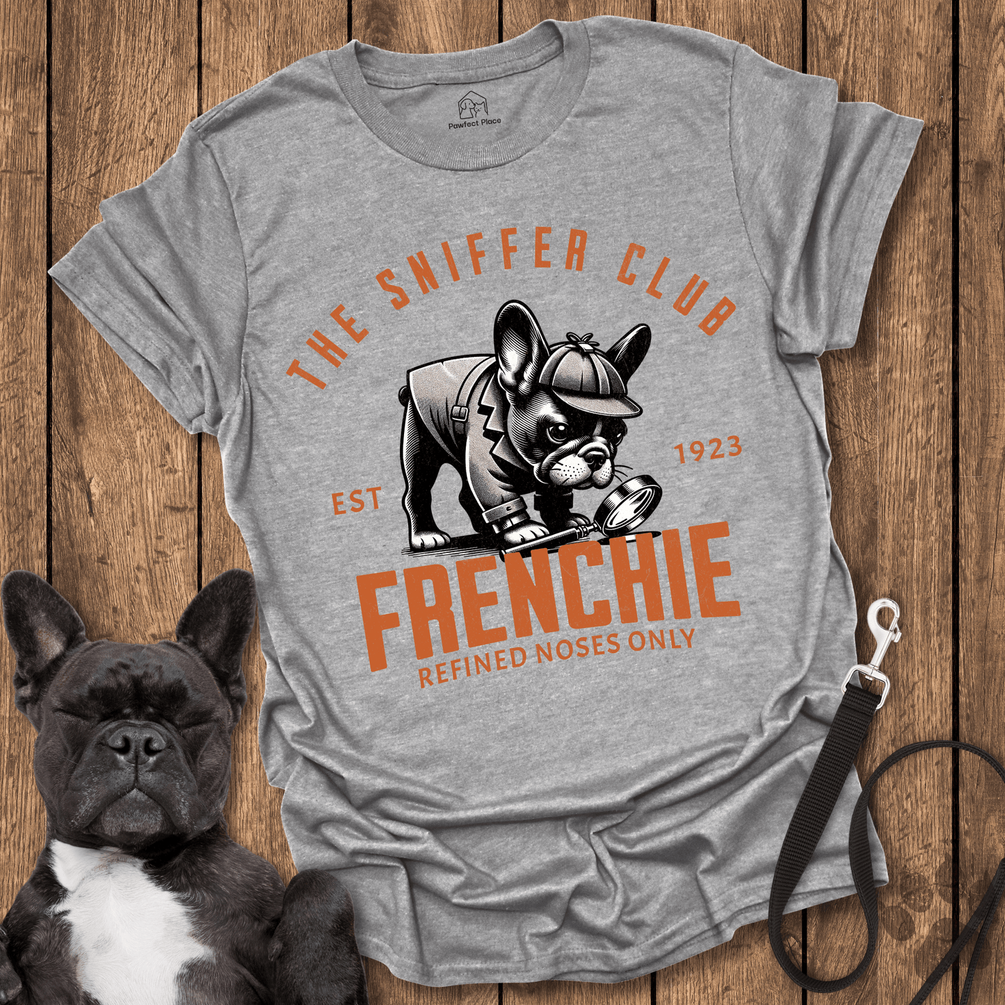 Frenchie T-Shirt, The Sniffer Club, Refined Noses Only, Sherlock Edition - Dog Shirt
