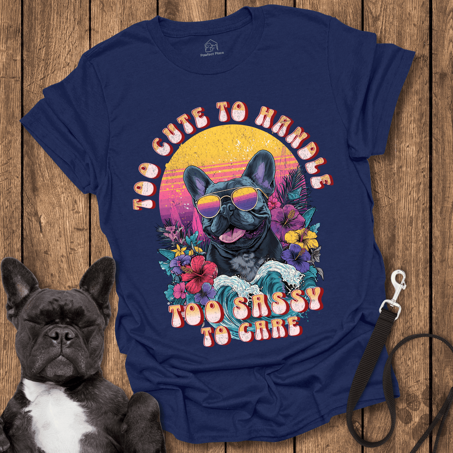 Frenchie T-Shirt, Too Cute To Handle Too Sassy To Care - Dog Shirt