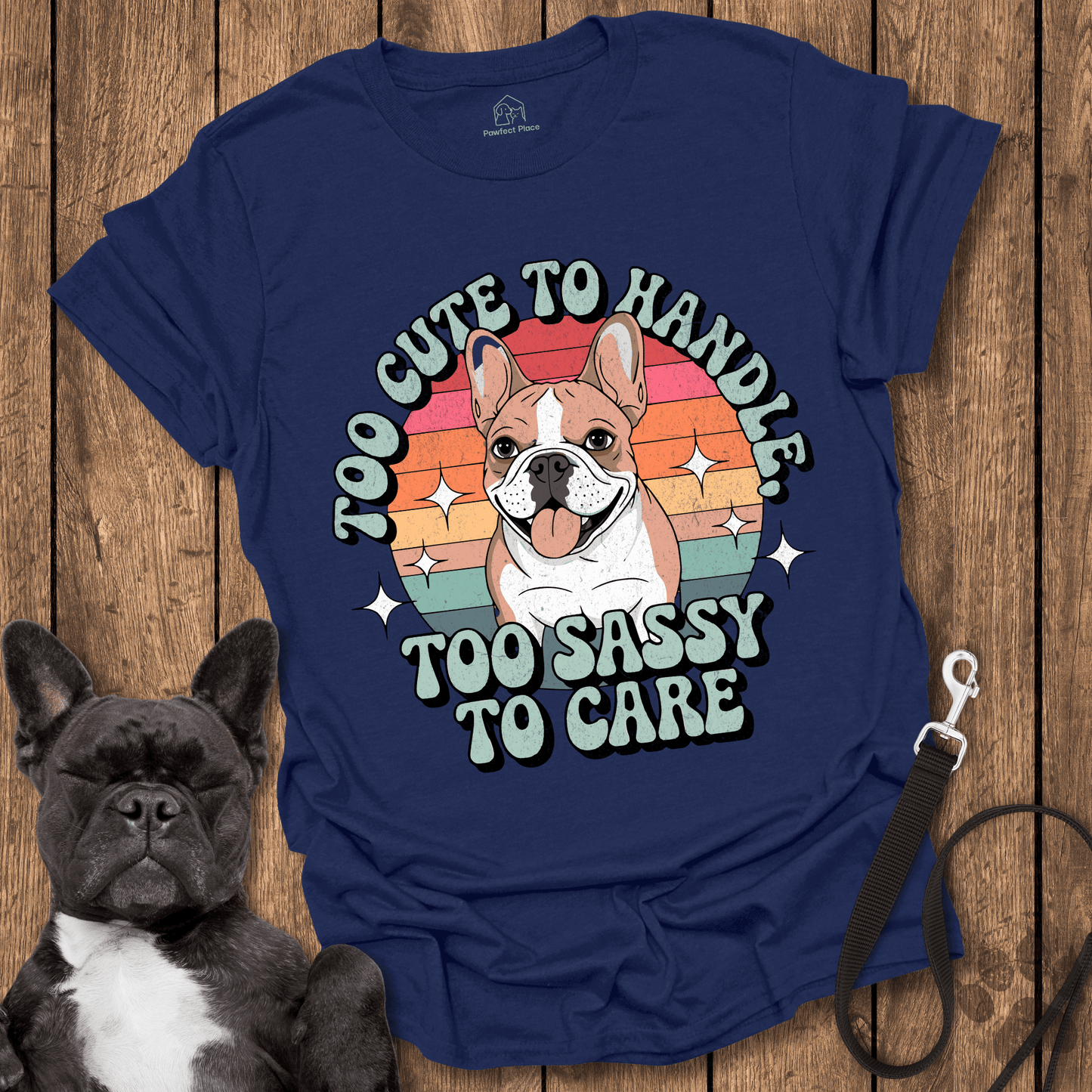Frenchie T-Shirt, Too Cute To Handle Too Sassy To Care - Dog Shirt
