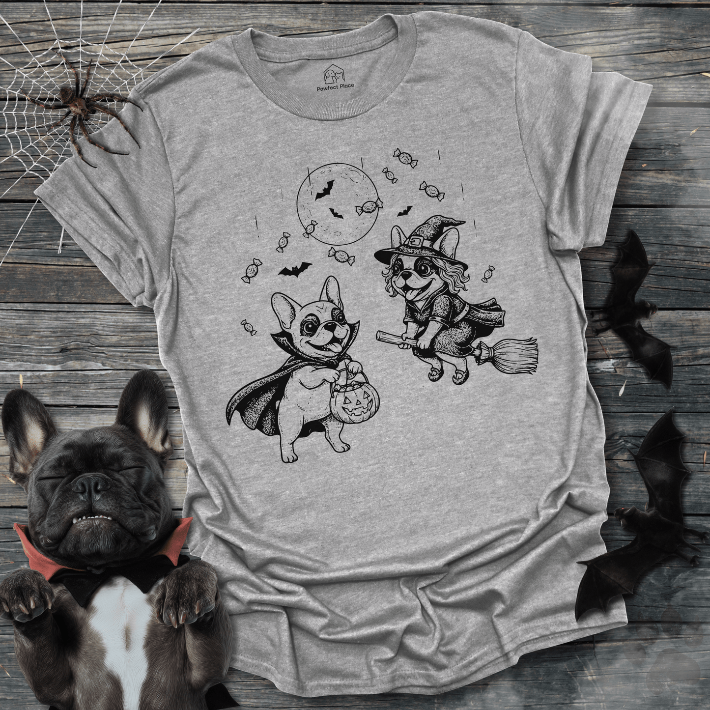 Trick Or Treat, Vintage - Halloween Frenchie Tee - PawfectPlace