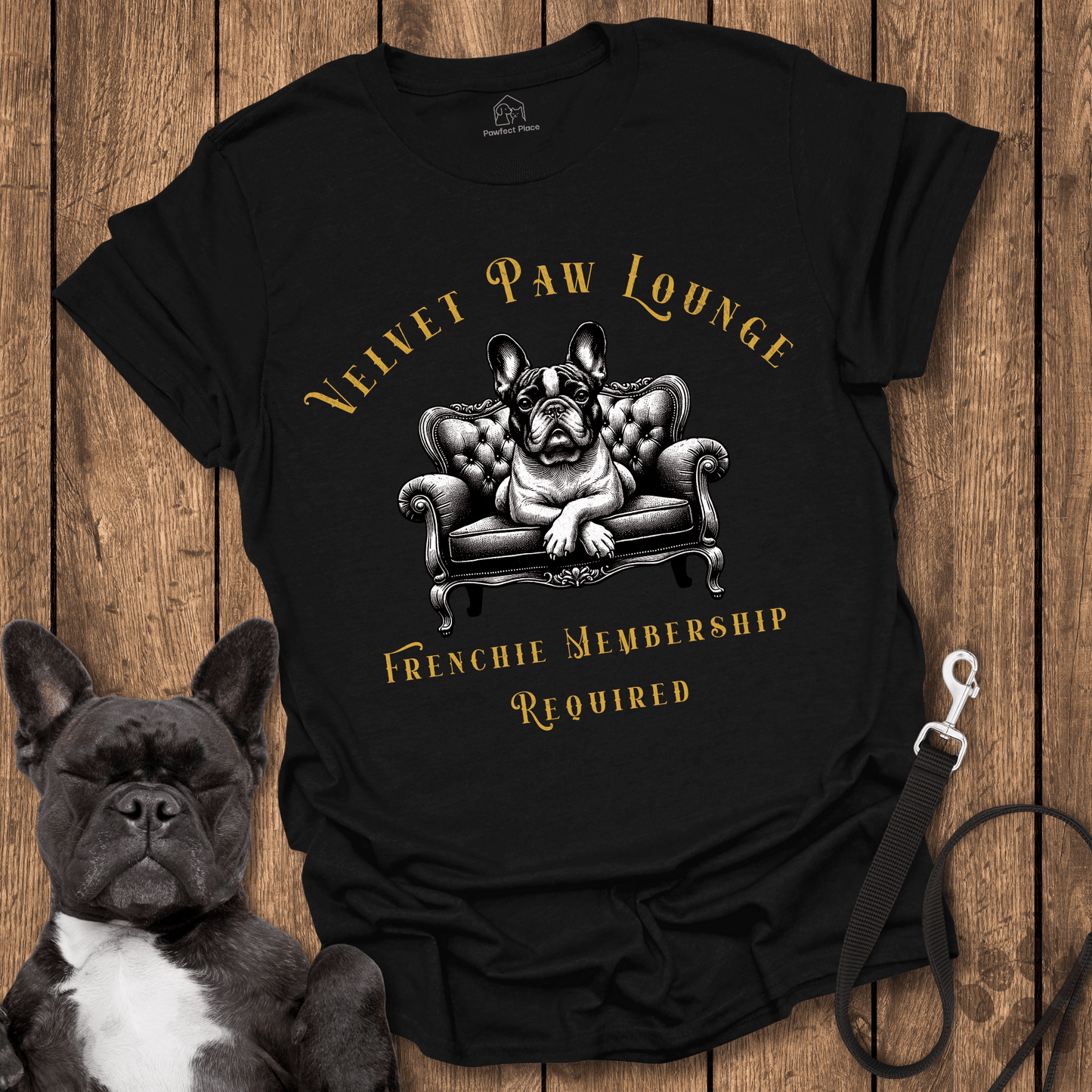 Frenchie T-Shirt, Velvet Paw Lounge, Couch Edition - Dog Shirt