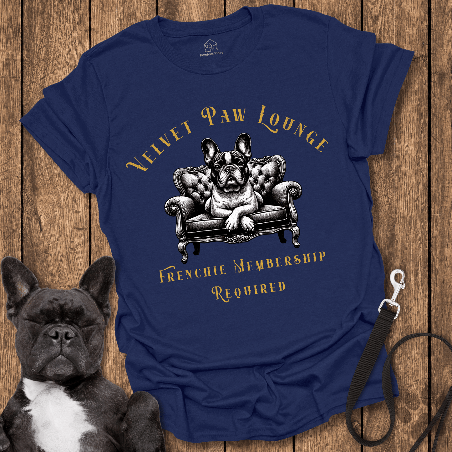 Frenchie T-Shirt, Velvet Paw Lounge, Couch Edition - Dog Shirt