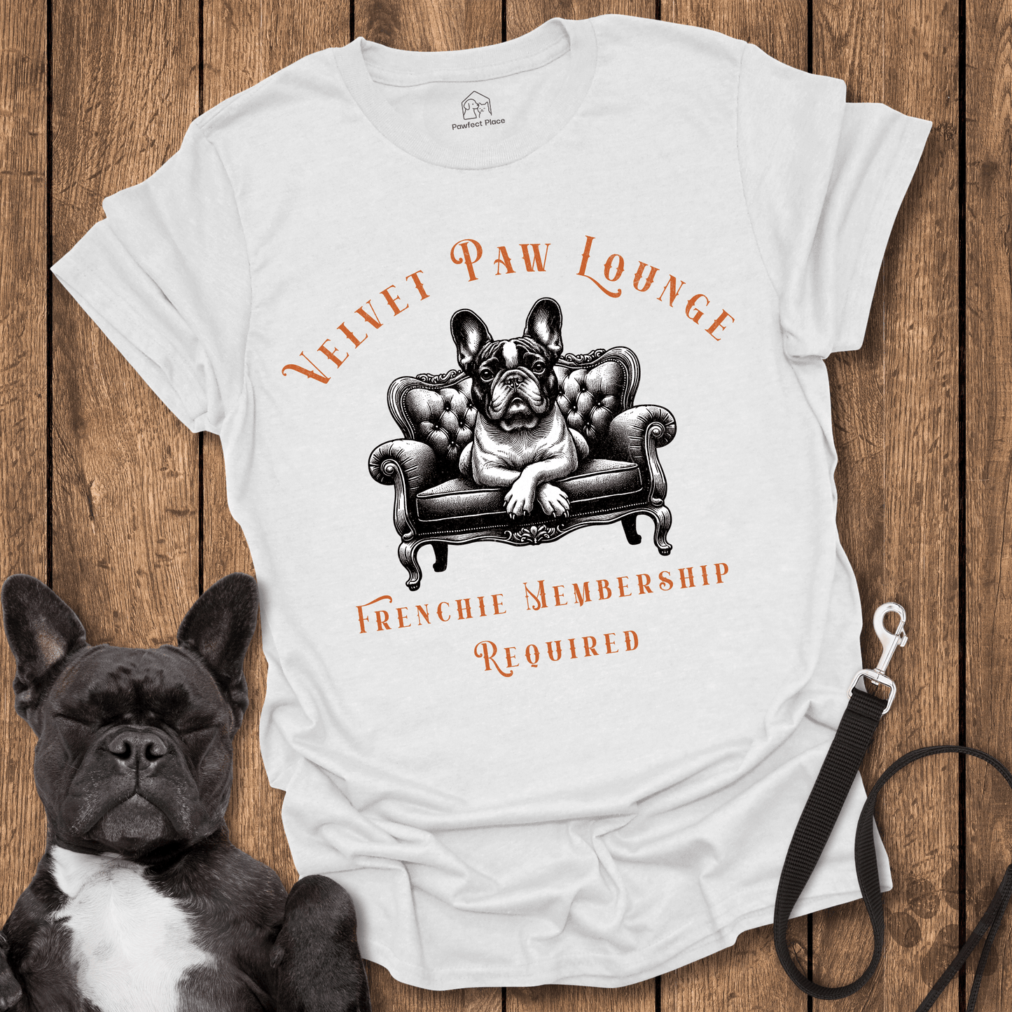 Frenchie T-Shirt, Velvet Paw Lounge, Couch Edition - Dog Shirt