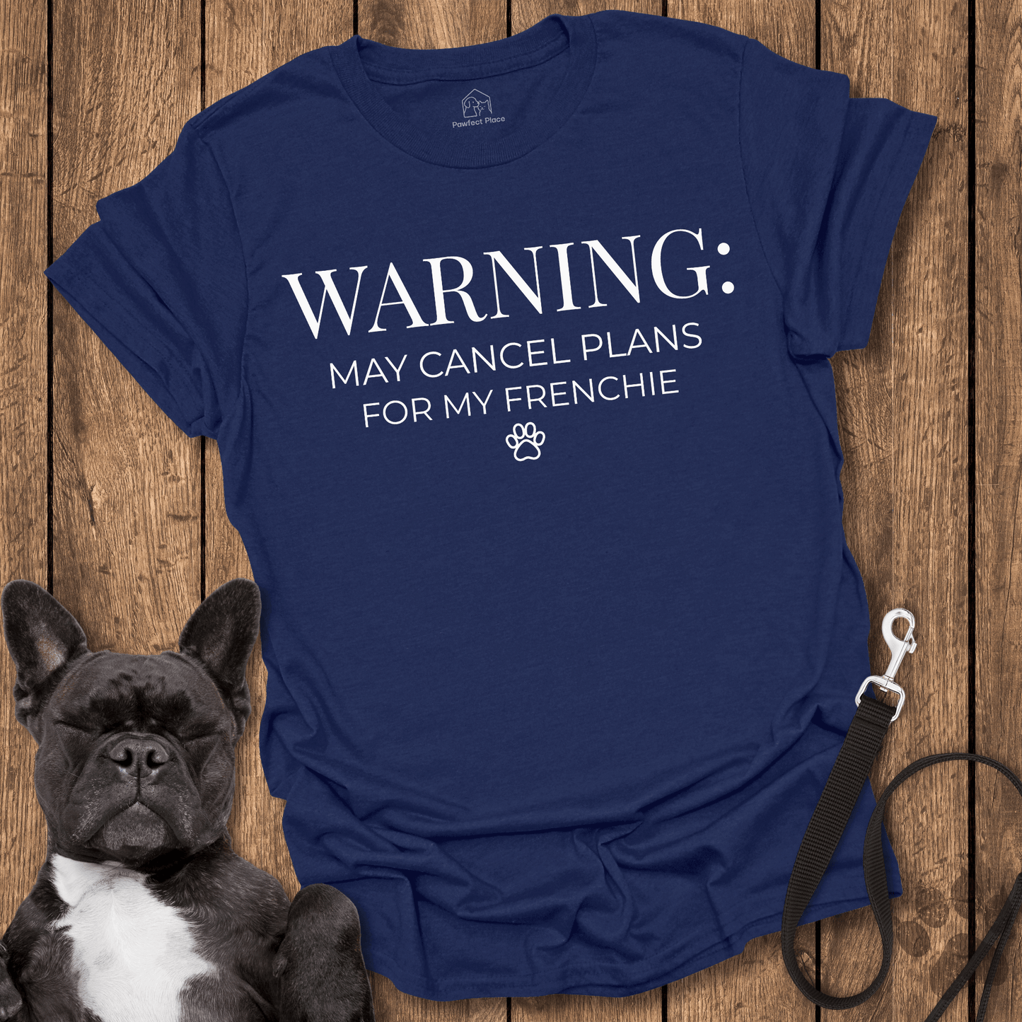 Frenchie T-Shirt, Warning, May Cancel Plans For My Frenchie - Dog Shirt