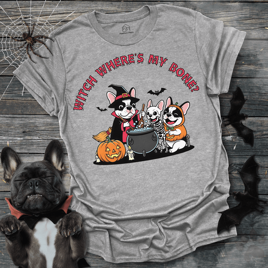 Witch Where's My Bone - Halloween Frenchie Tee - PawfectPlace