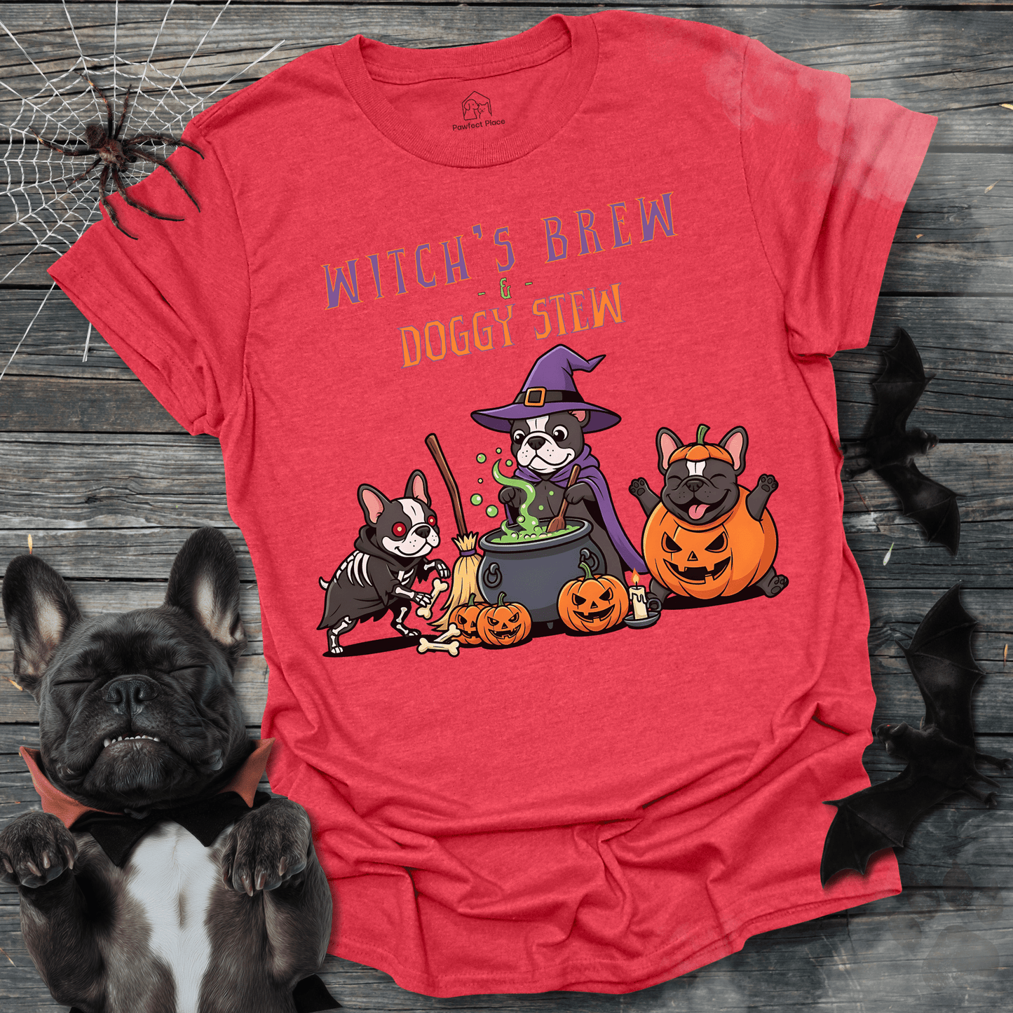 Witches Brew And Doggy Stew - Halloween Frenchie Tee - PawfectPlace