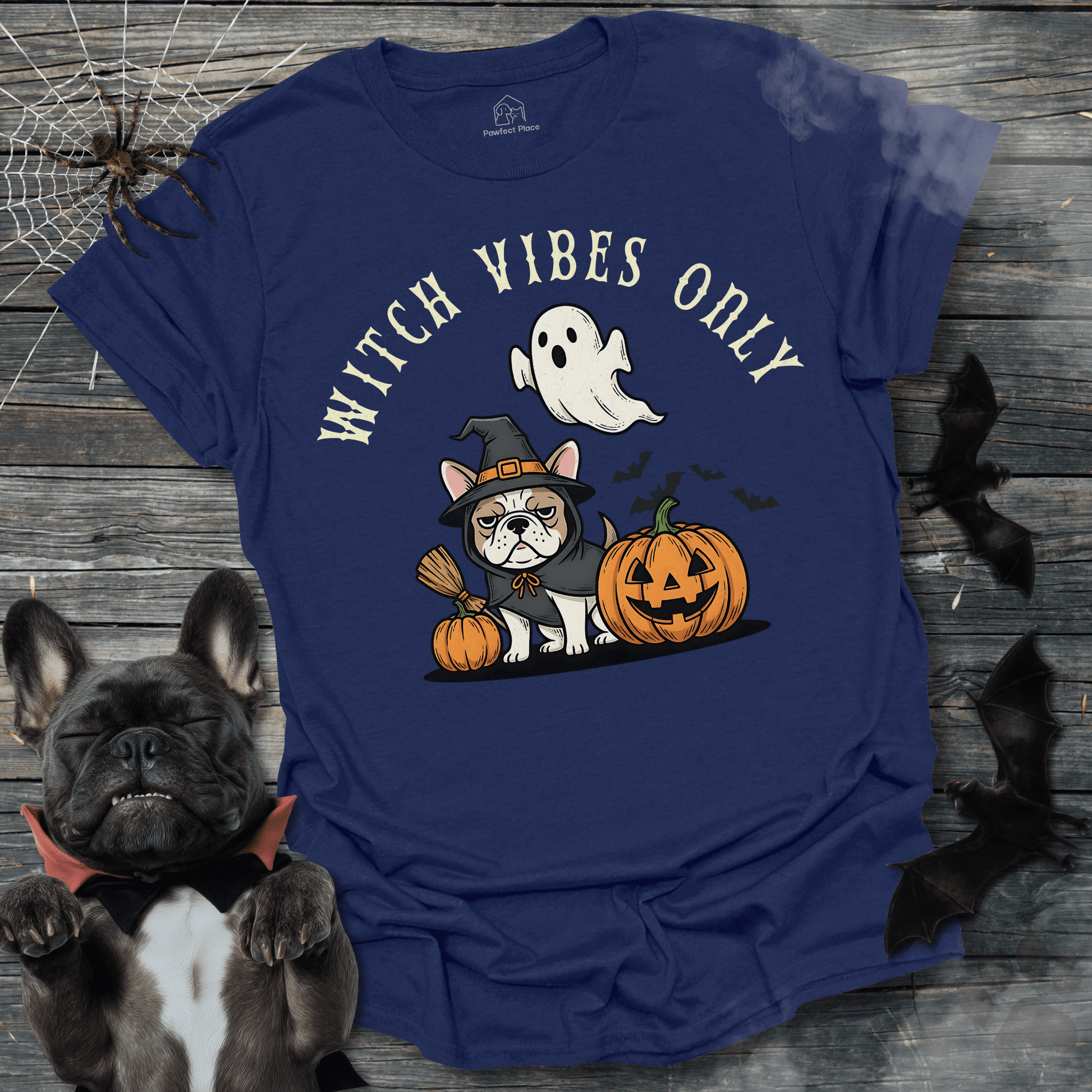 Witches Vibes Only - Halloween Frenchie Tee - PawfectPlace
