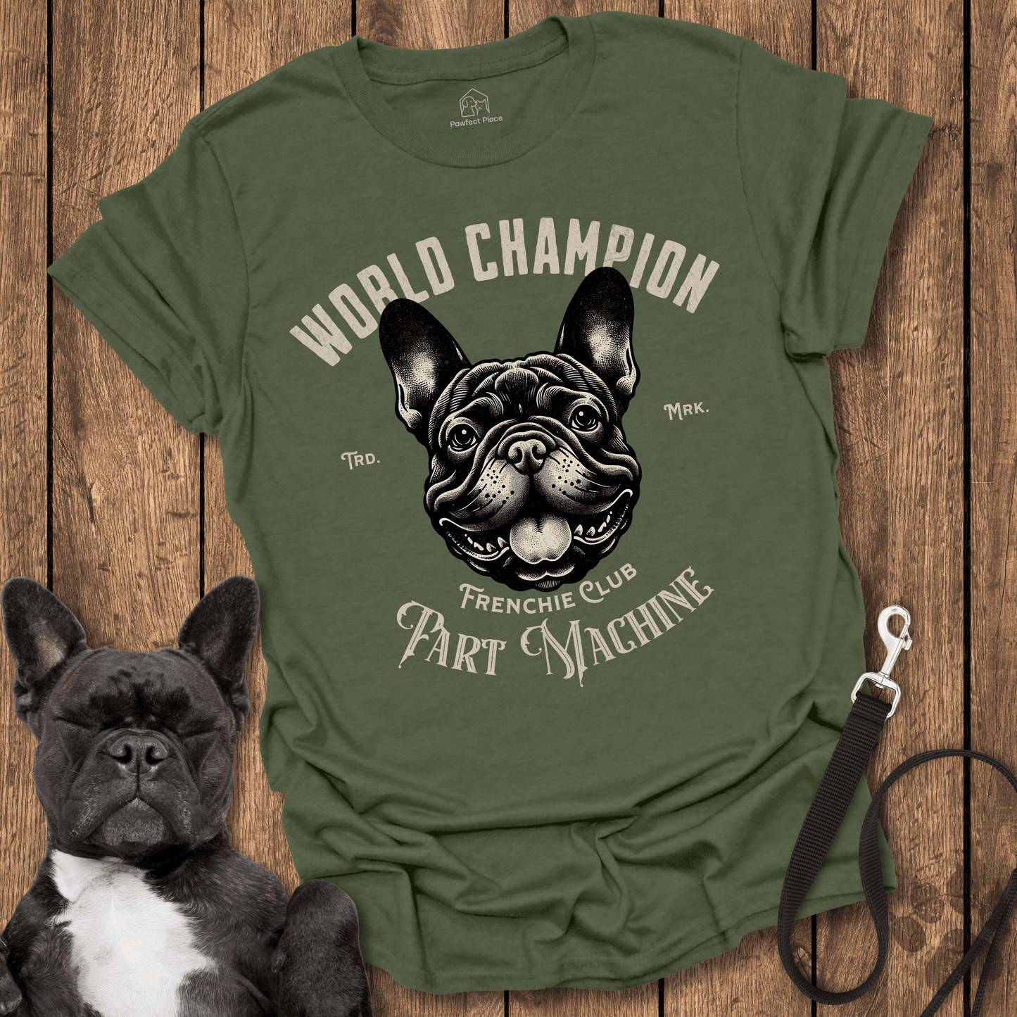 Frenchie T-Shirt, World Champion Fart Machine - Dog Shirt