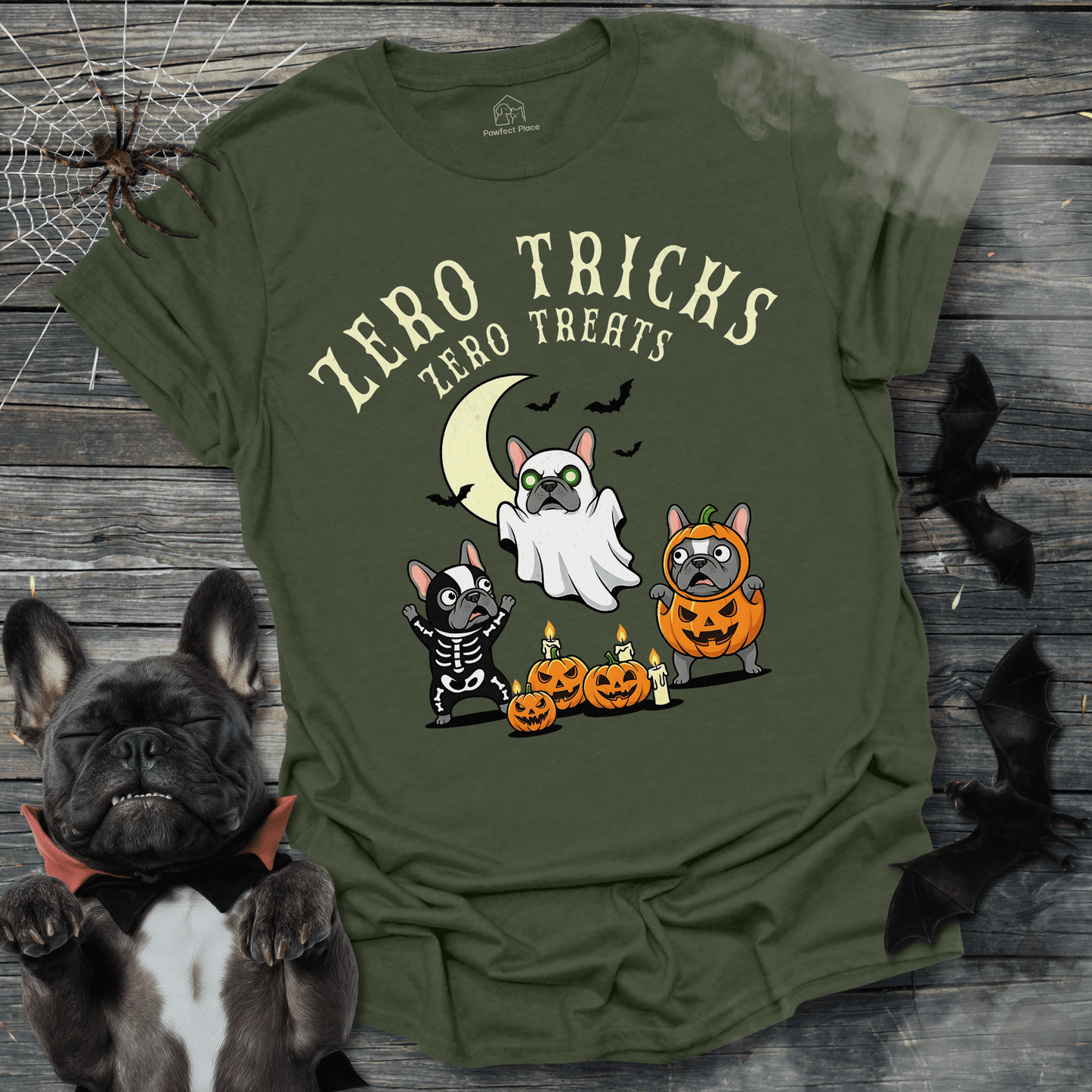 Zero Tricks Zero Treats - Halloween Frenchie Tee - PawfectPlace