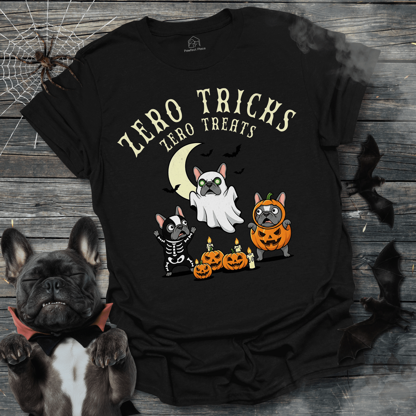 Zero Tricks Zero Treats - Halloween Frenchie Tee - PawfectPlace