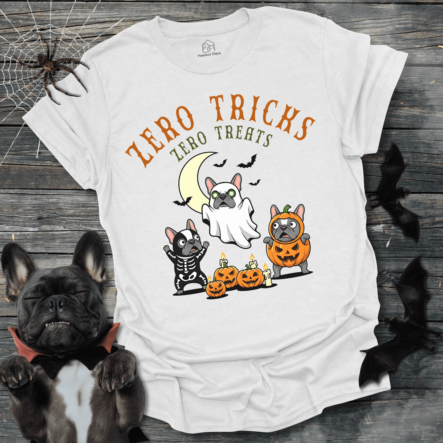 Zero Tricks Zero Treats - Halloween Frenchie Tee - PawfectPlace