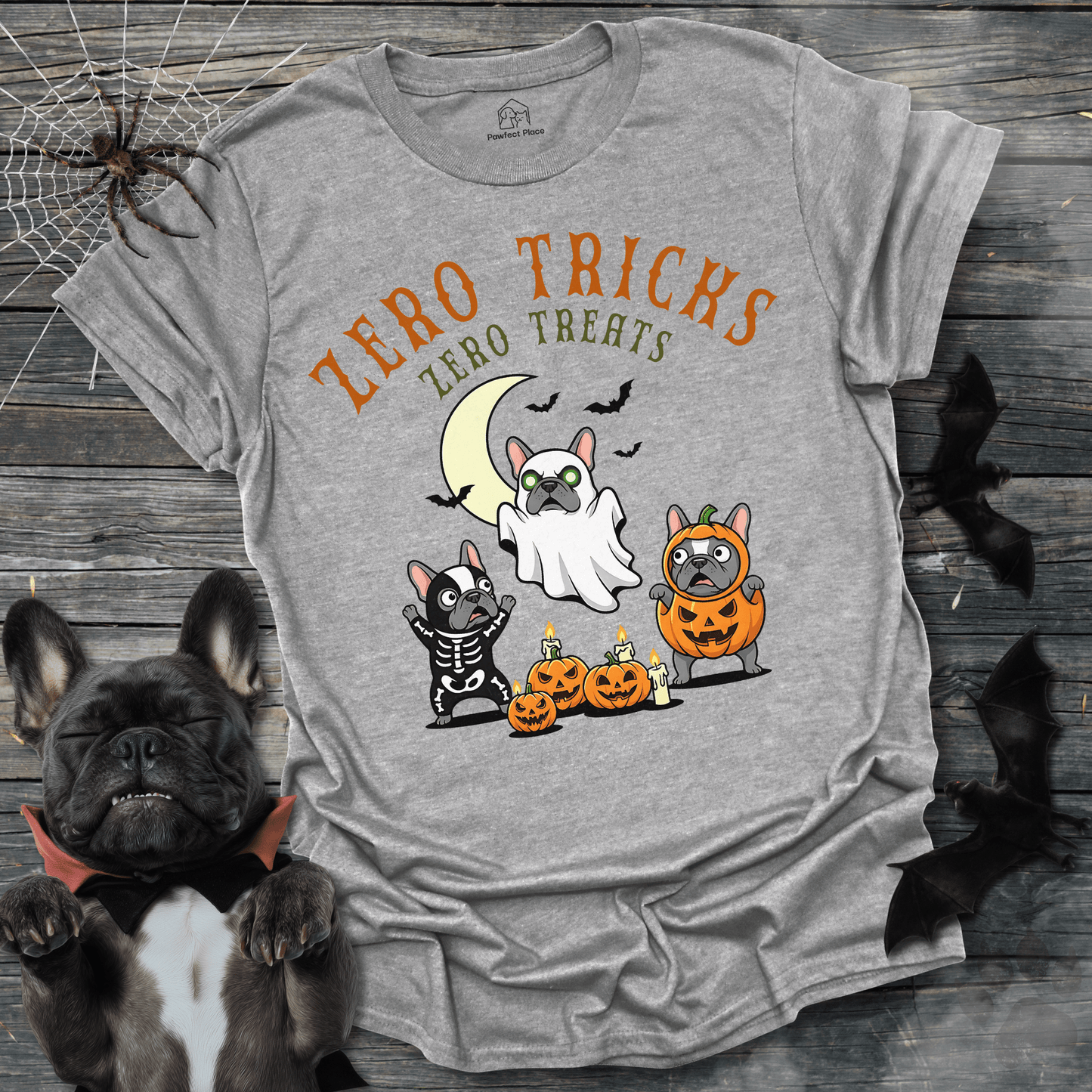 Zero Tricks Zero Treats - Halloween Frenchie Tee - PawfectPlace
