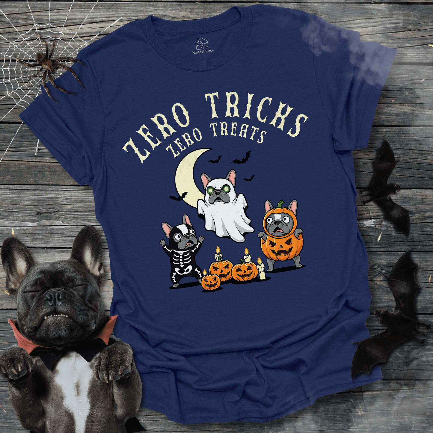 Zero Tricks Zero Treats - Halloween Frenchie Tee - PawfectPlace