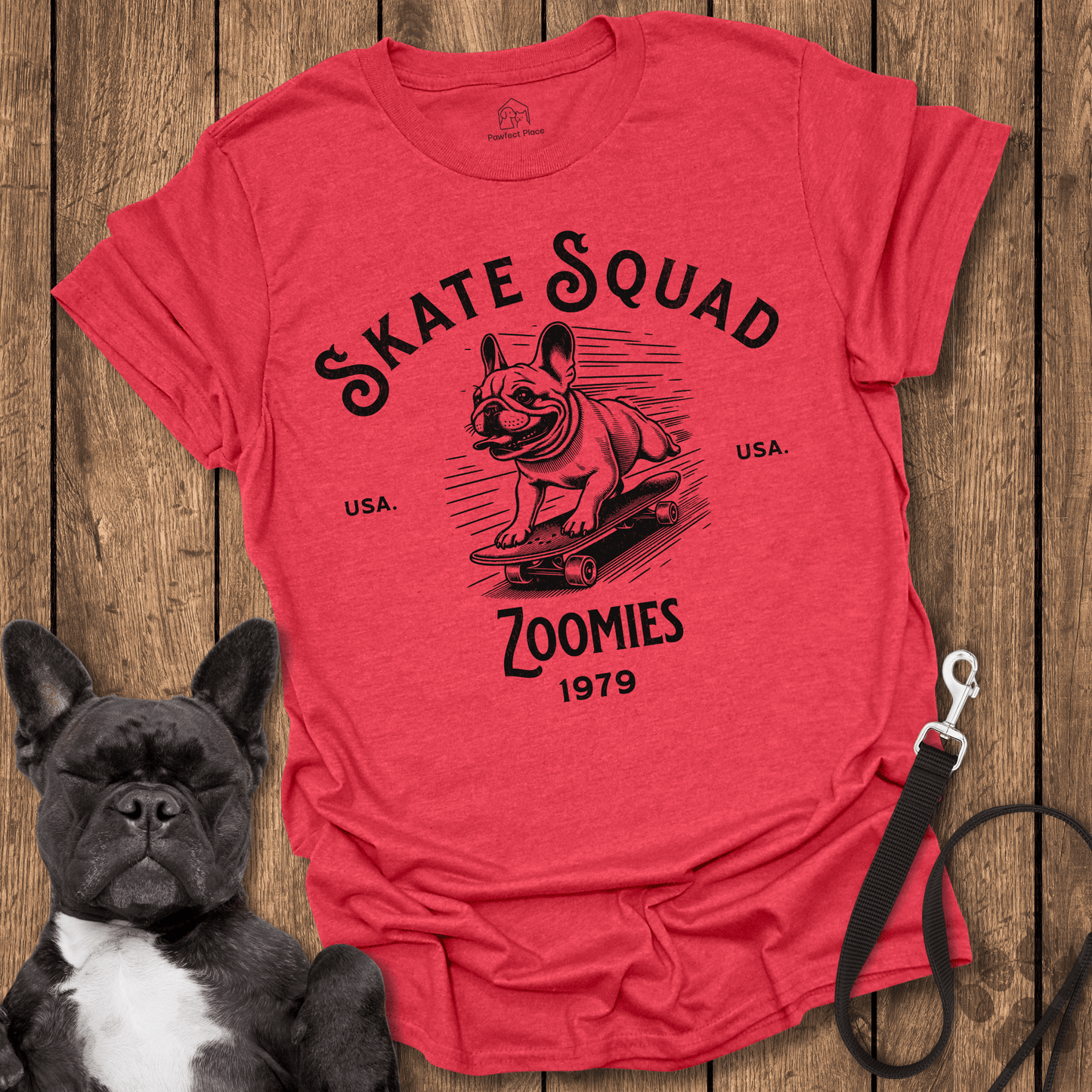Zoomies Skate Squad - Frenchie Tee - PawfectPlace