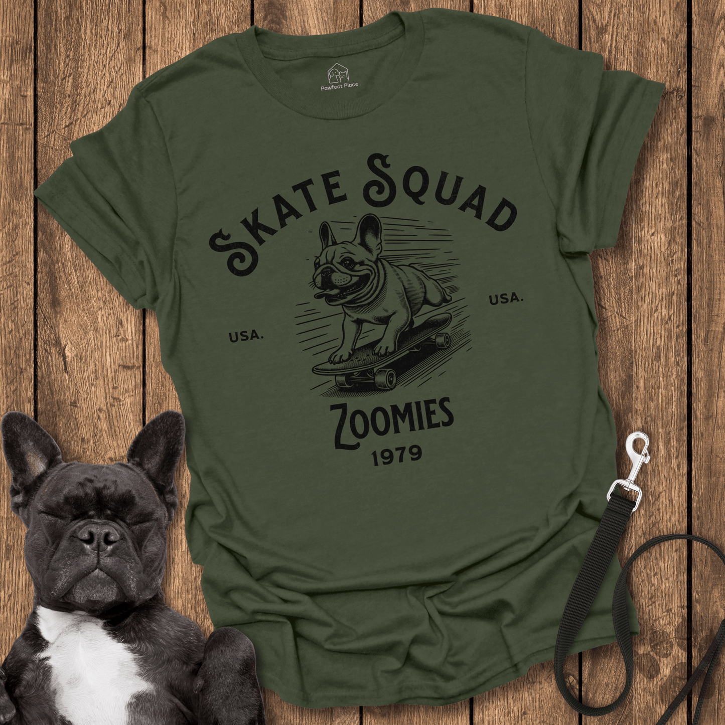 Zoomies Skate Squad - Frenchie Tee - PawfectPlace